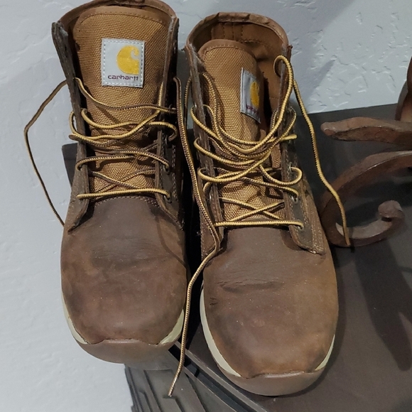 Carhartt Brown Tan Work Sneaker Boots Construction Leather Rubber Sole Fast Dry main image 5